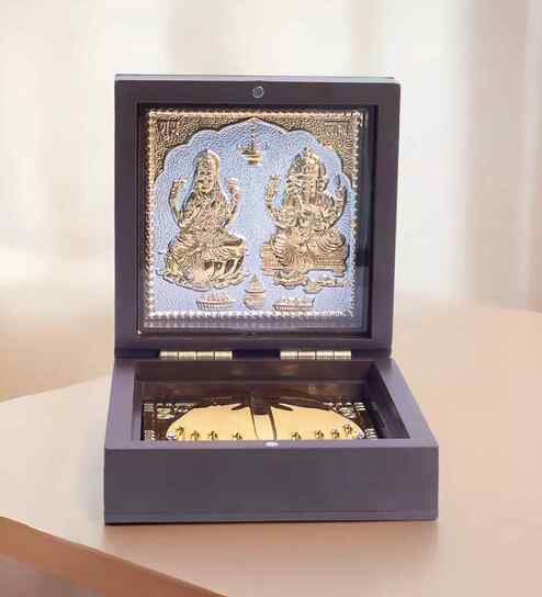 Brown Pvc Laxmi Ganesh Prayer Box