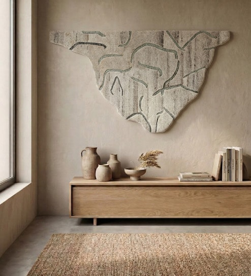 Set Of 1 Cream High Texture Wool Wall Art