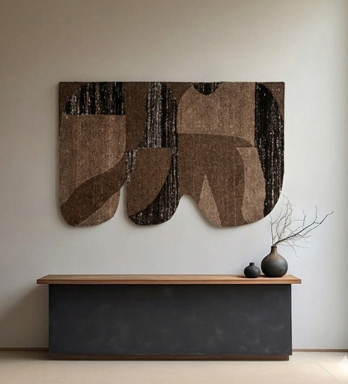 Set Of 1 Dark Chocolate-Brown High Texture Wool Wall Art