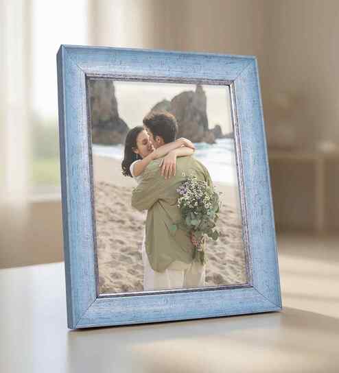 Distressed Sky Blue & Silver Pvc 6X8 Inch Single Photo Frames