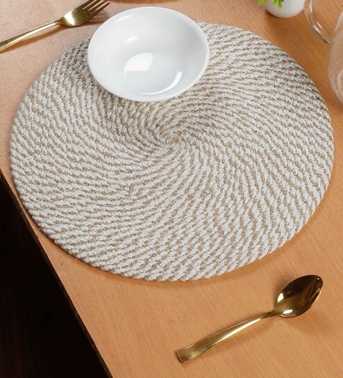 Set of 1 Jute Cotton Solid Pattern Reversible Table Runner