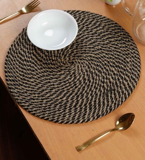 Set of 1 Jute Cotton Solid Pattern Reversible Table Runner
