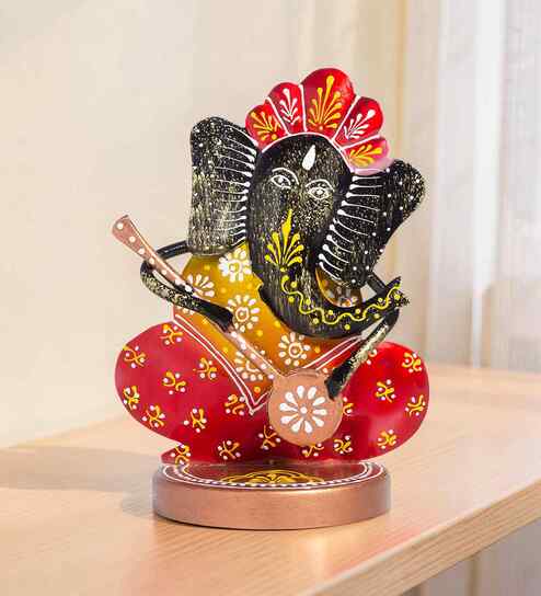 Multicolour Iron Ganesha Veena Tabletop Decor
