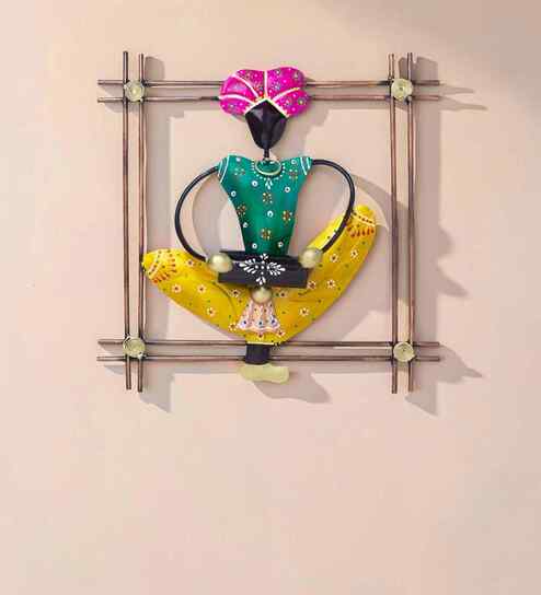 Multicolour Iron Harmonium Musician Wall Hanging