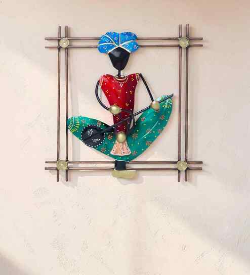 Multicolour Iron Ravanahatha Musician Wall D cor
