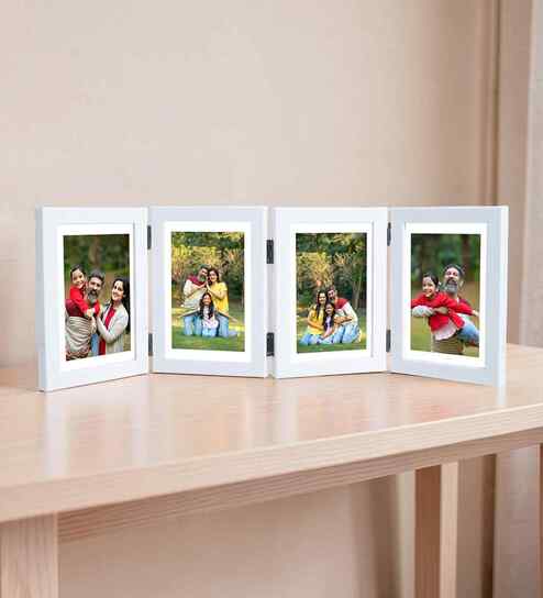 White Pvc Premium Foldable Tabletop 4X6 Inch Single Photo Frames