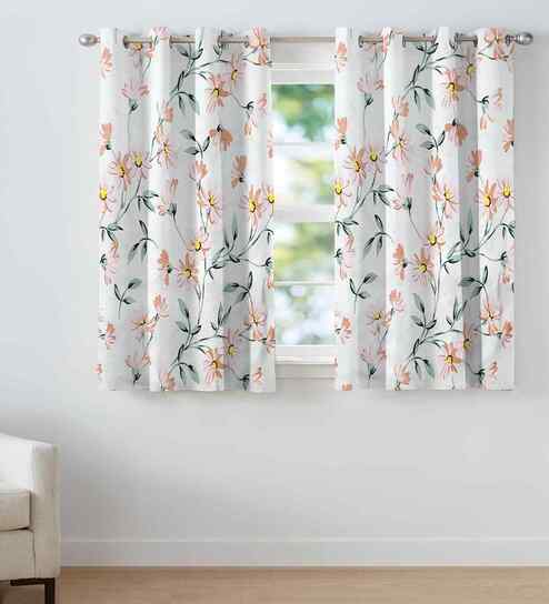 Multicolor Cotton Floral 5ft Window Curtains (2 Pcs)