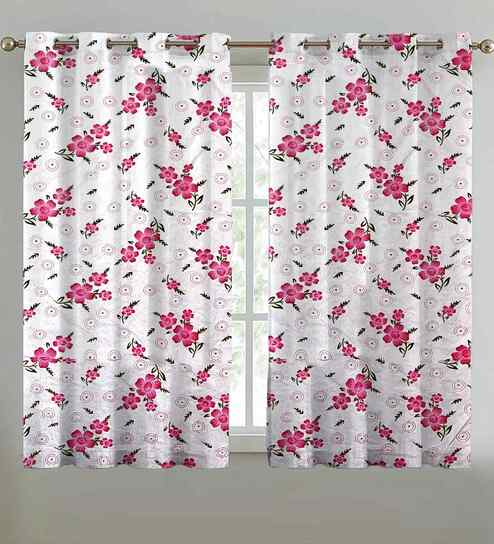 Multicolor Cotton Floral 5ft Window Curtains (2 Pcs)