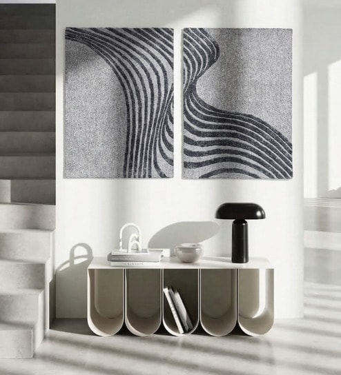 Set Of 2 Denim-Grey High Texture Wool And Silk Wall Art
