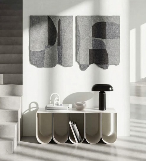 Set Of 2 Dim-Grey High Texture Wool And Silk Wall Art