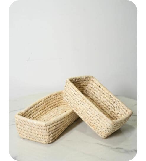 Set Of 2 Natural Sabai Grass Serenity Basket Duo Organizers