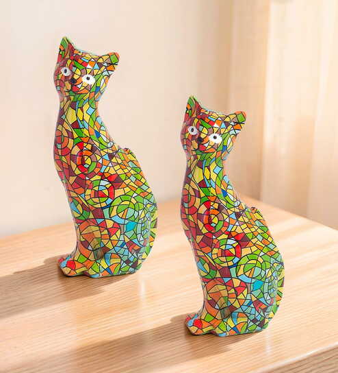 Set of 2 Vintage Cat Showpiece -4 Inch