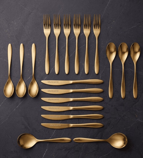 Set of 20 Stainless Steel Gold Finish Cutlery Set