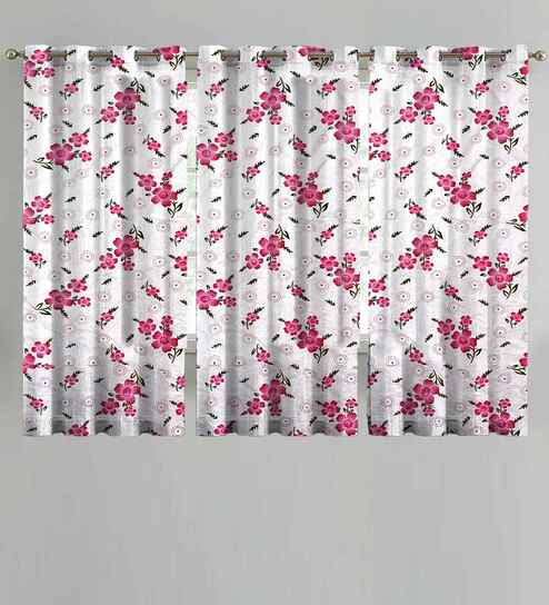 Multicolor Cotton Floral 5ft Window Curtains (3 Pcs)