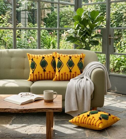 Set of 3 Maximalist Tufted Diamond Throw Cushion Covers (18x18)