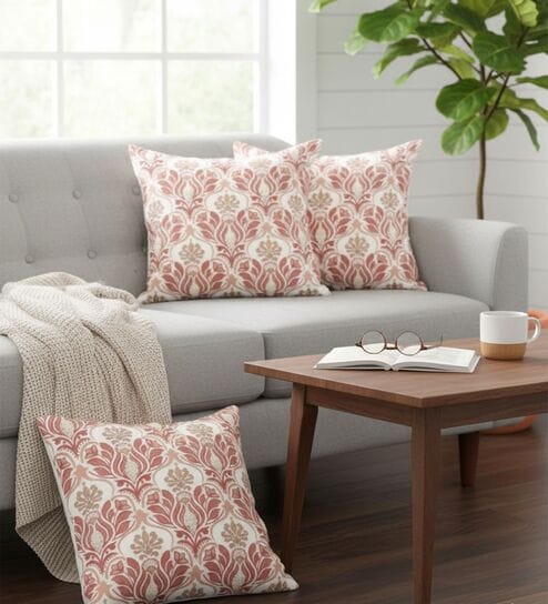 Set of 3 Ornate Damask Throw Cushion Covers (18x18)