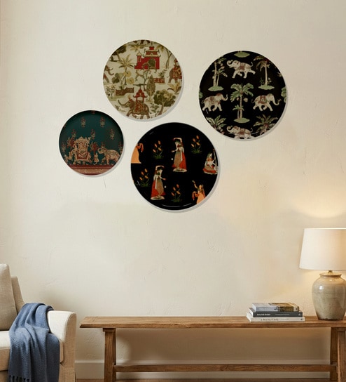 Set of 4 Classic Dark Bloom Metallic Wall Plates