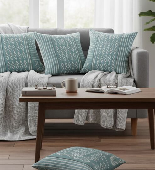 Set of 4 Geometric Tribal Print Throw Cushion Covers (18x18)