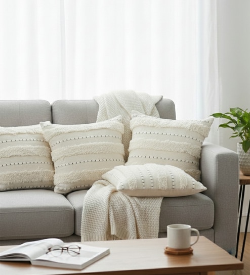 Set of 4 High-Texture Boho Throw Cushion Covers (18x18)