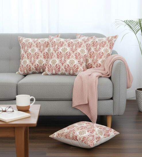 Set of 4 Ornate Damask Throw Cushion Covers (18x18)