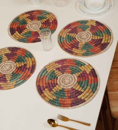 Set of 4 Pure Cotton Geometric Print Digitally Printed Table Runners
