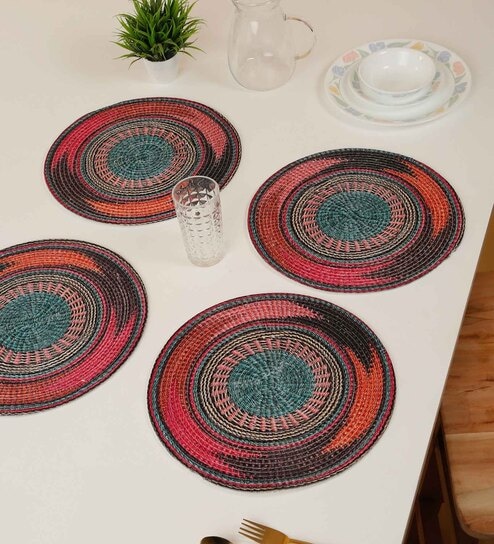 Set of 4 Pure Cotton Geometric Print Digitally Printed Table Runners