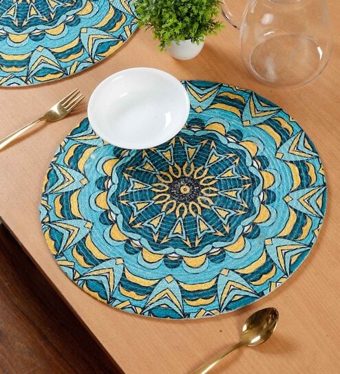 Set of 4 Pure Cotton Geometric Print Digitally Printed Table Runners