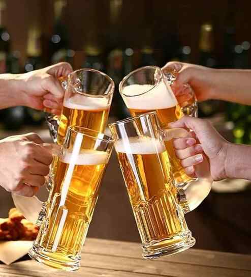 Set of 4 Transparent Crystal Lead Free Glass 450ml Cocktail Beer Mugs
