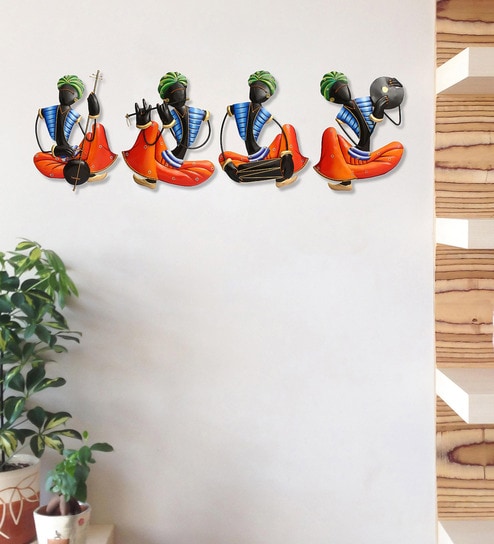 Orange Metal Decorative Wall Art by Ecraftindia