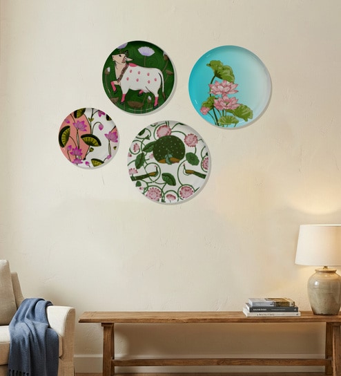 Set of 4 Tropical Bird Metallic Wall Plates