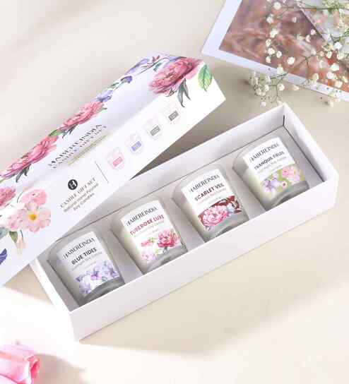 Set Of 4 White Wax Multi Fragrance Scented Tea Light Candles For Home D cor