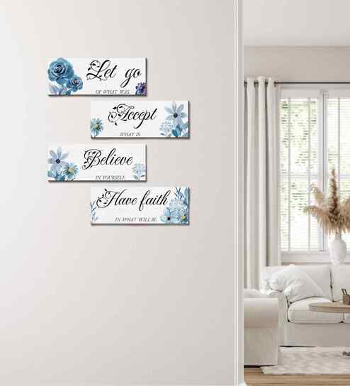 Set of 4 Wooden Wall Hanging for Living Room Bedroom Home Decor