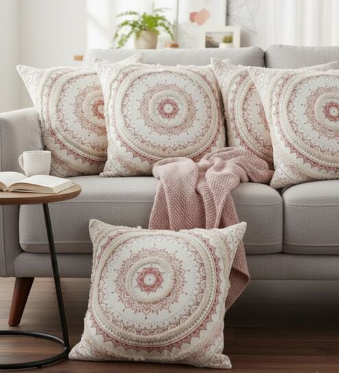 Set of 5 Blooming Mandala Throw Cushion Covers (18x18)
