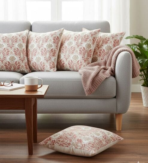 Set of 5 Ornate Damask Throw Cushion Covers (18x18)