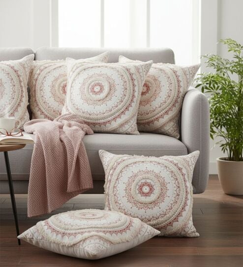 Set of 6 Blooming Mandala Throw Cushion Covers (18x18)