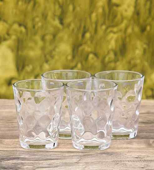 Set of 6 Bubble 300 ml Glass Water & Juice Glasses (Clear)