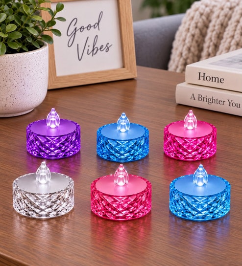 Set of 6 Colorful Smokeless Decorative Candle