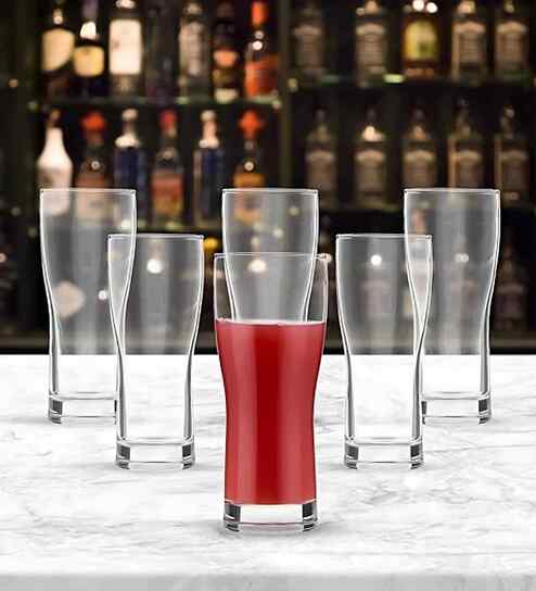 Set of 6 Crystal Lead Free Glass 360ml Beer Glasses