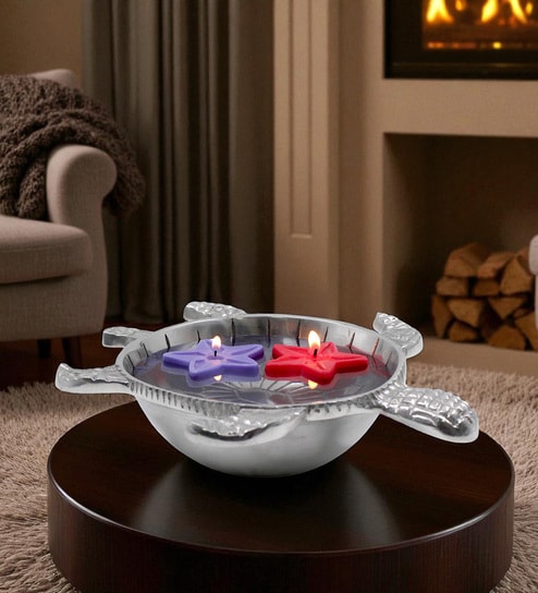 Set of 6 Decorative Glittered Floating Candles