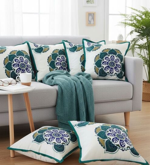 Set of 6 Elegant Damask Throw Cushion Covers (18x18)