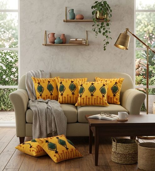 Set of 6 Maximalist Tufted Diamond Throw Cushion Covers (18x18)