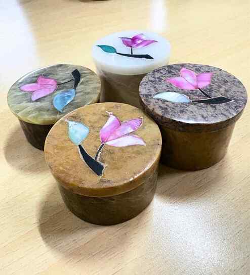 Set of 6 Multicolour Stone Beautiful Marble Sindoor & Kumkum