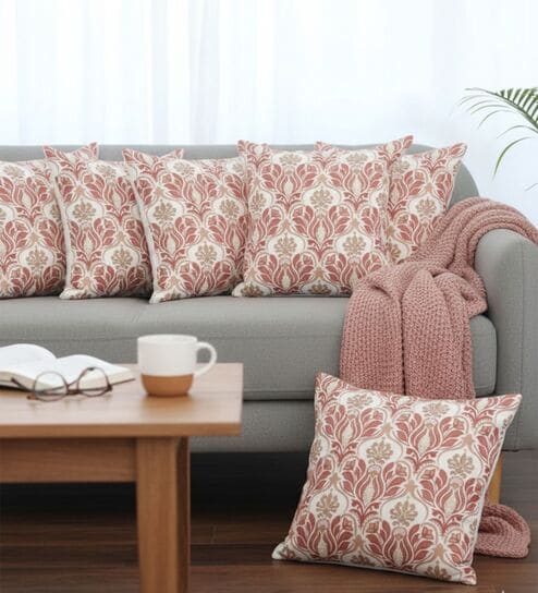 Set of 6 Ornate Damask Throw Cushion Covers (18x18)