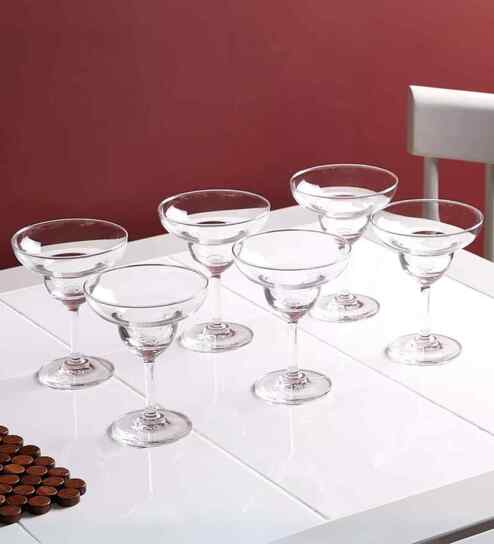 Set of 6 Transparent Crystal Lead Free Glass 240ml Margarita Glasses