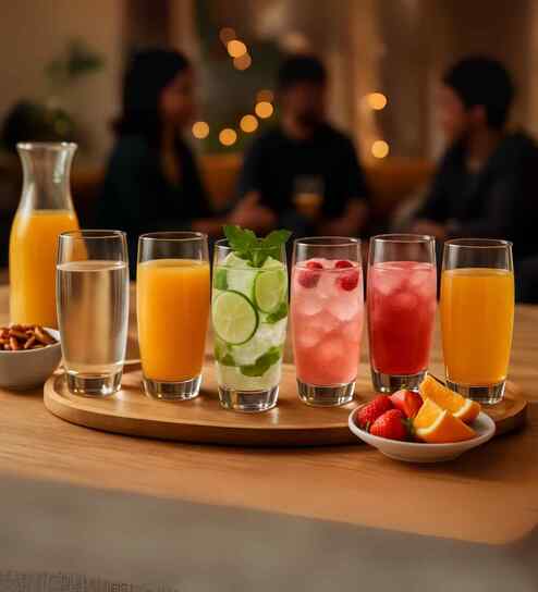 Set of 6 Transparent Crystal Lead Free Glass 290ml Bar Glasses