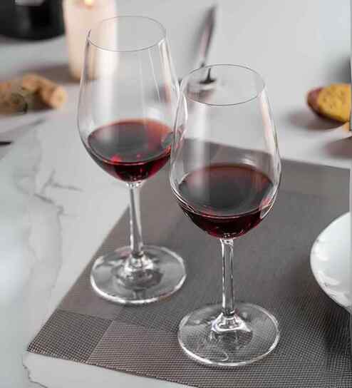 Set of 6 Transparent Crystal Lead Free Glass 350ml Wine Glasses