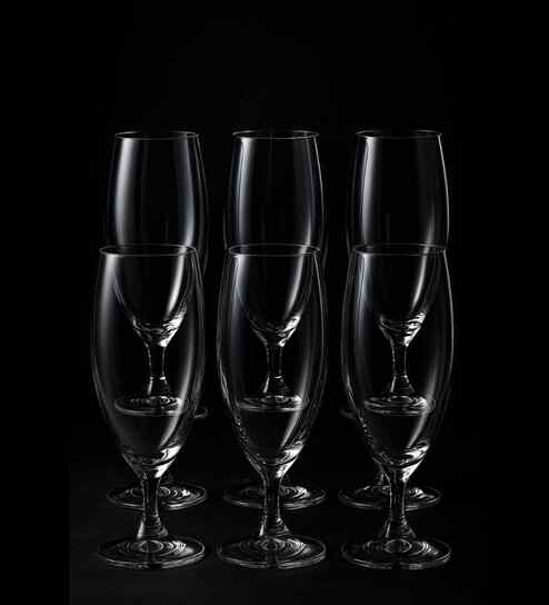 Set of 6 Transparent Crystal Lead Free Glass 380ml Beer Glasses