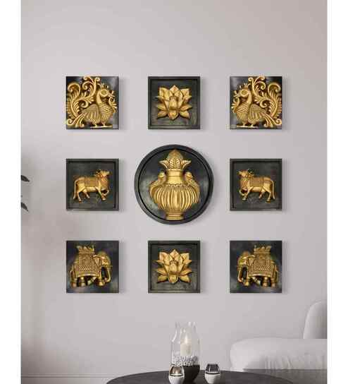 Set of 9 Decorative Wall Motifs Traditional Indian Art Decor