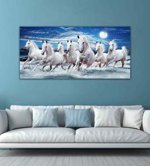 Seven Running Horses Wall Painting In Water