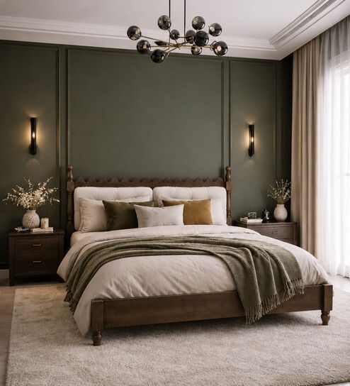 Sevilla Upholstered Queen Size Bed In Walnut Finish With Hydraulic Storage